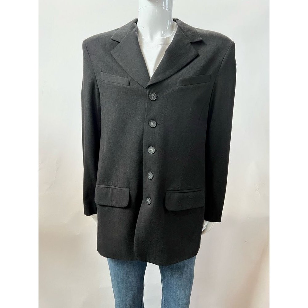 David Cline Mens Five Button Suit Jacket Black Pockets Notch USA Formal S